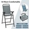 Costway 2 PCS Patio Bar Chair Folding Bar Height Metal Frame with Footrest Garden Blue/Coffee